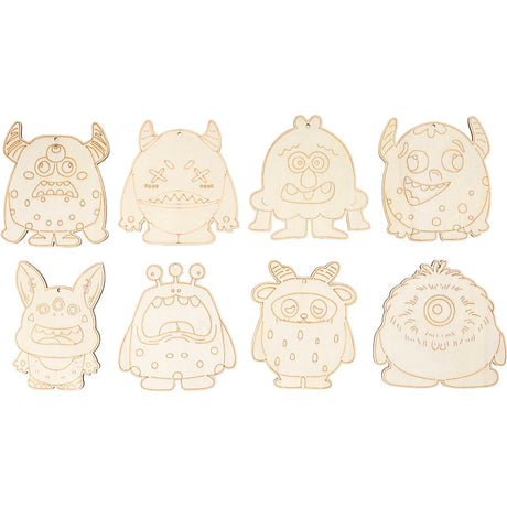 Creativ company cc houten figuren monsters 24 stuks