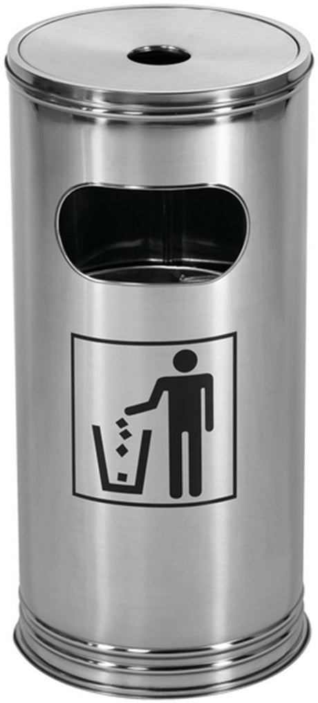 Wesco staande asbak | 15 liter | metaal - rvs | afvalbak met asbak staand