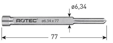 Rotec centreerpen ø6.34mm l=77mm