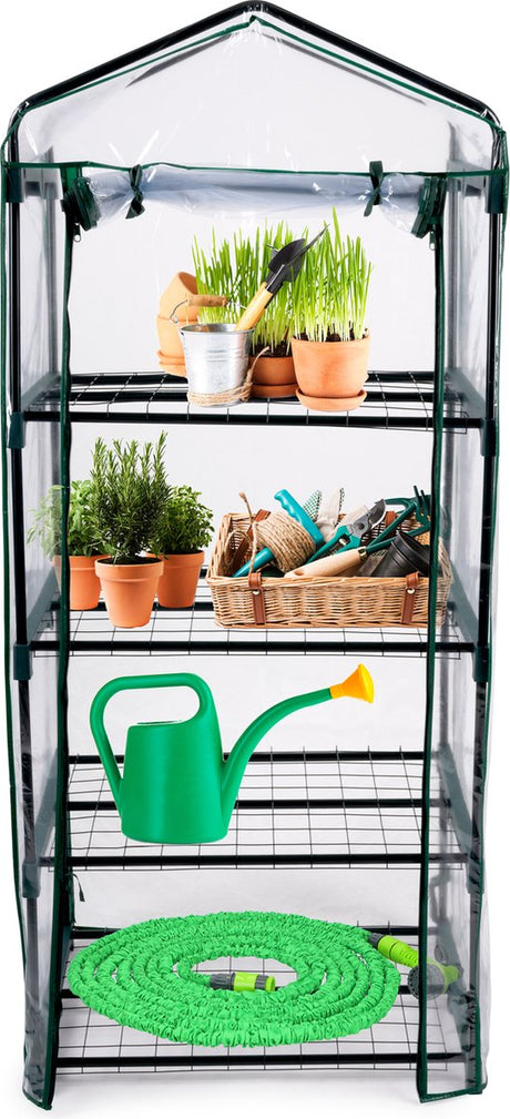 Kinzo garden - plastic broeikas - serre van 4 verdiepingen - 69 x 49 x 160 cm - groen