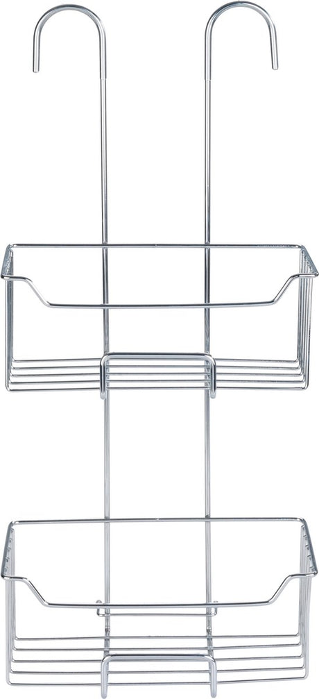 Wenko doucherek milo 2-laags rvs glanzend 25x55cm - zonder boren - doucherekje hangend - douchemand - douchecaddy ophangbaar