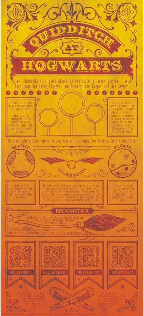 Merkloos sans marque poster - harry potter qudditch - 19 x 42 cm - multicolor