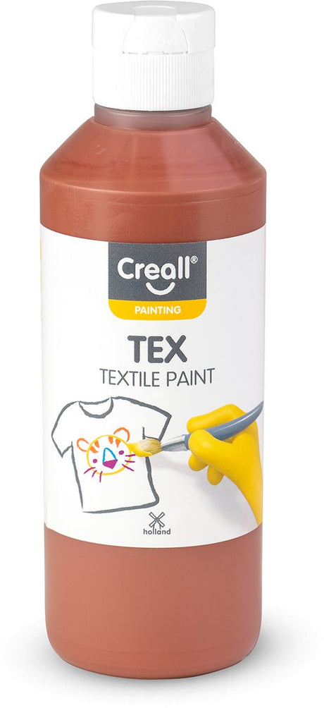 Creall tex - textiel- stoffenverf - bruin - 500ml - machine wasbaar na fixatie - voor t-shirts, jeans, schoenen, stoffen tassen, meubels en auto-interieurs hemelbekleding - gemaakt in nl - glutenvrij
