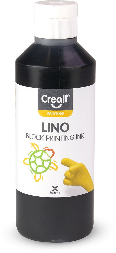 Creall lino blockprintverf zwart 250ml - creatieve verf voor linoleum en hout.