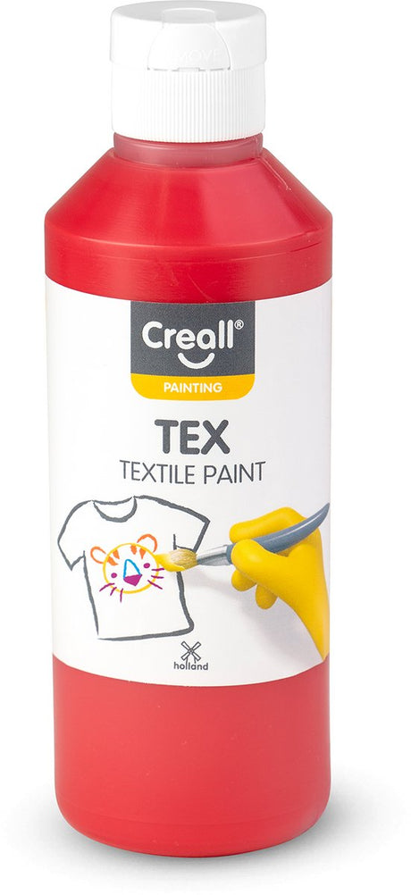 Creall tex - textiel- stoffenverf - rood - 250ml - machine wasbaar na fixatie - voor t-shirts, jeans, schoenen, stoffen tassen, meubels en auto-interieurs hemelbekleding - gemaakt in nl - glutenvrij