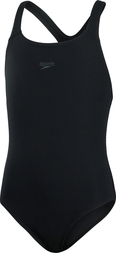 Speedo endurance+ medalist meisjes sportbadpak - kleurvast badpak meisjes - chloorbestendig zwempak meisjes - sportbadpak kids met medalist-rug - zwart - maat 152