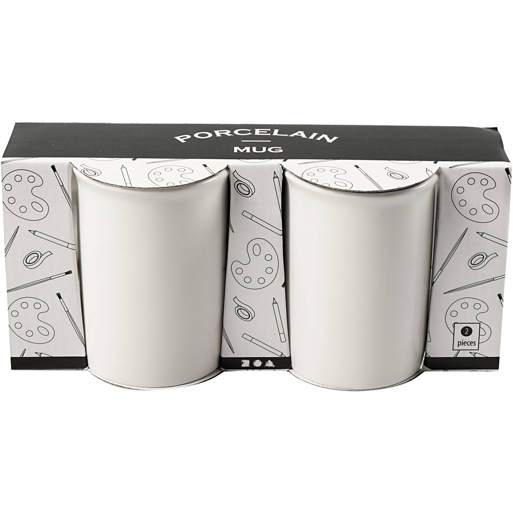 Creativ company porseleinen mok wit 10 cm 2 stuks