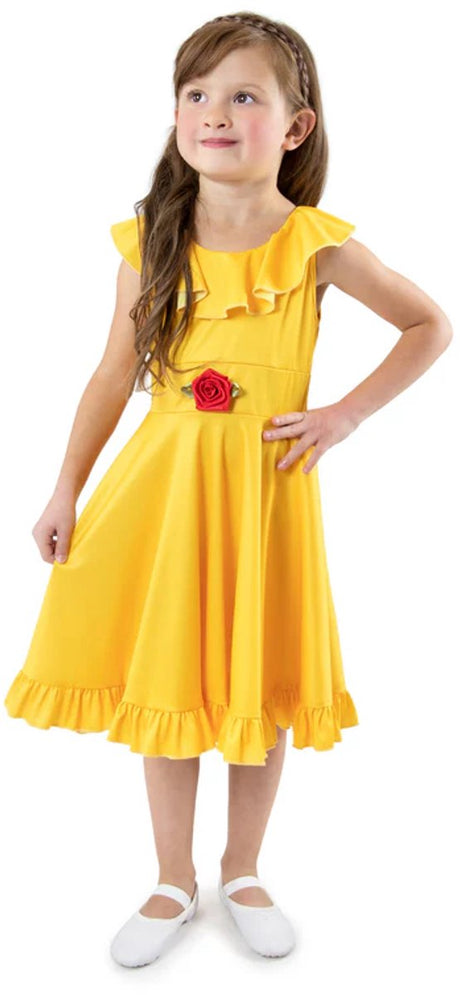 Little adventures - yellow beauty twirl jurk – maat (116-122)