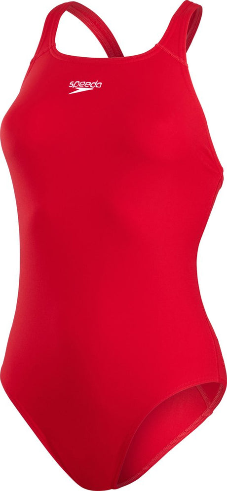 Speedo endurance+ medalist dames sportbadpak - kleurvast badpak dames - chloorbestendig zwempak dames - sportbadpak dames met medalist-rug - rood - 42