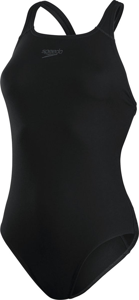 Speedo endurance+ medalist dames sportbadpak plus size - kleurvast badpak dames grote maten - chloorbestendig zwempak dames - sportbadpak dames met medalist-rug - zwart - 46