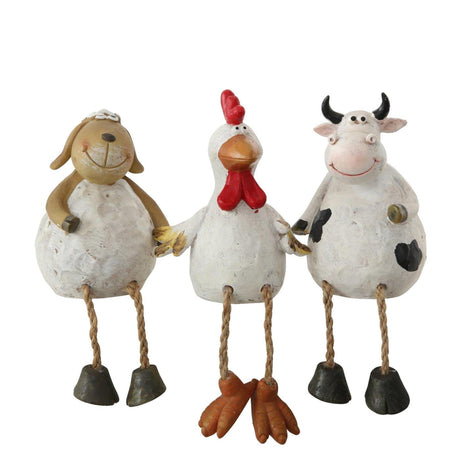 Boltze home boerderijdier met bungelbenen h20cm polyresin