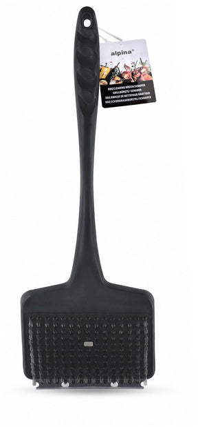 Alpina grillborstel voor grillroosters - 44 × 13 cm - zwart - kunststof handvat - voor barbecue en buiten koken - 1 stuk [56285b]