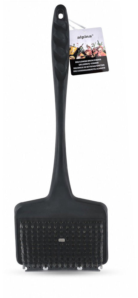 Alpina grillborstel voor grillroosters - 44 × 13 cm - zwart - kunststof handvat - voor barbecue en buiten koken - 1 stuk [56285b]
