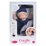 Corolle knuffeldoek - marineblauw babydoekje 17cm - zacht speelgoed.