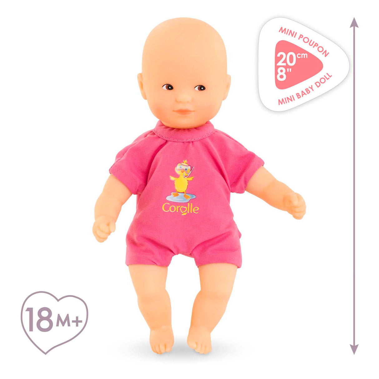Corolle babypop badspeelgoed roze 20cm - mini bain popje voor waterpret.