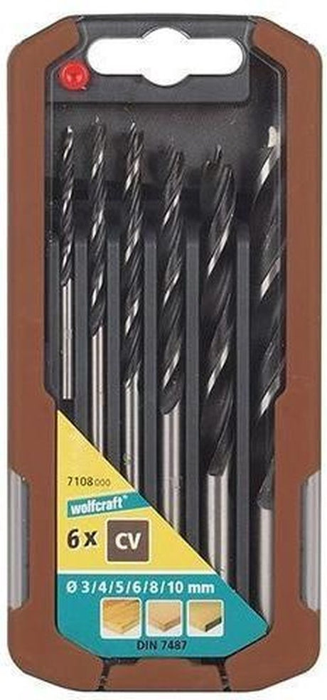 Wolfcraft - borenset 6 delig - houtborenset - houtboren 3 - 4 - 5 - 6 - 8 en 10 mm - houtboor - 7108000