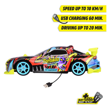 Dickie toys - rc tornado drift - racewagen - licht - driffunctie - vanaf 3 jaar