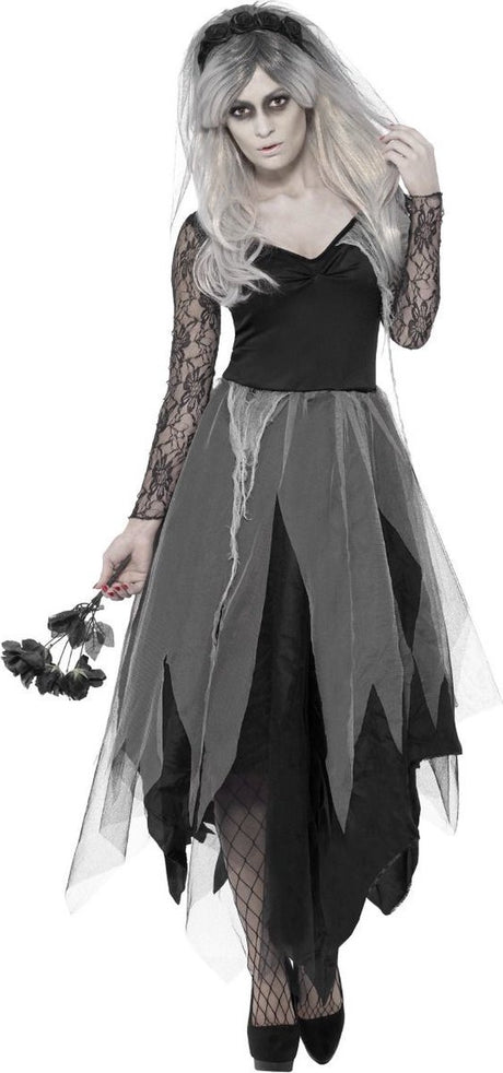 Vegaoo zombie bruid kostuum voor dames halloween - verkleedkleding - large