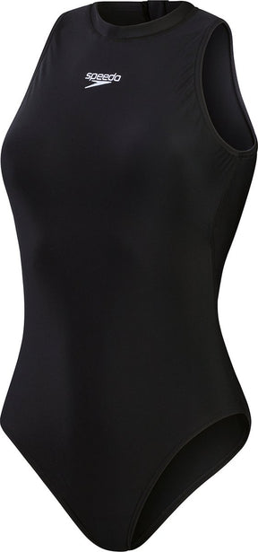 Speedo enduraflex hydrasuit dames sportbadpak - badpak dames met hoge bedekking - zwempak dames met borstvoering - sportbadpak dames met ritssluiting - zwart - 40