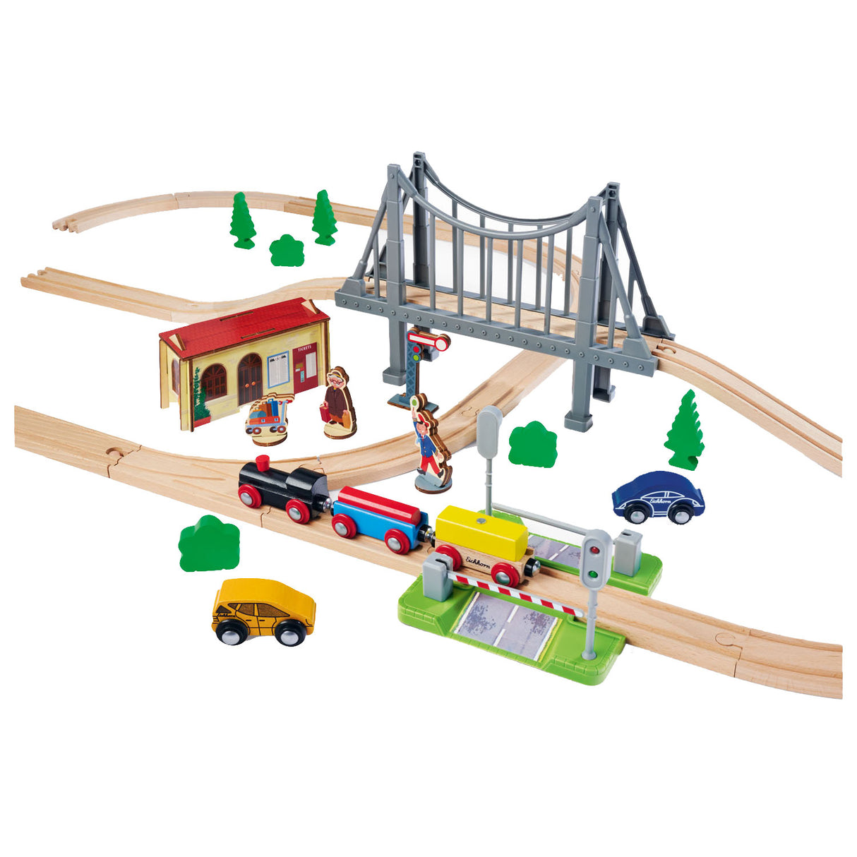 Train Track Eichhorn z mostom Play Set, 55dlg.