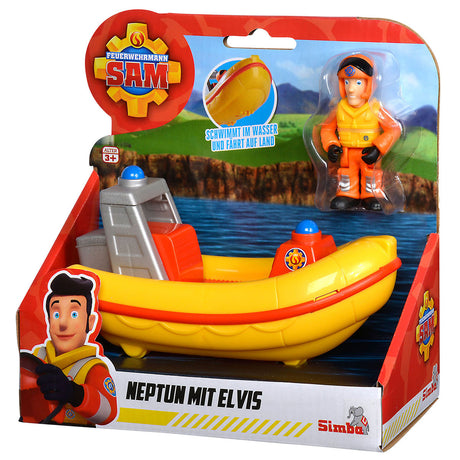 Simba brandweerman sam reddingsboot speelgoed met elvis figuur 17cm.
