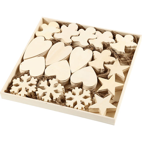Creativ company houten ornamenten kerst thema divers, 90st.