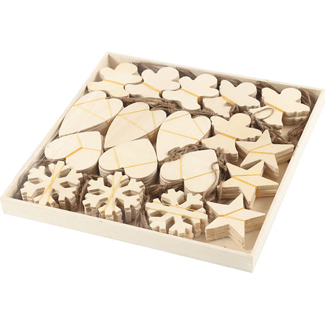 Creativ company houten ornamenten kerst thema divers, 90st.