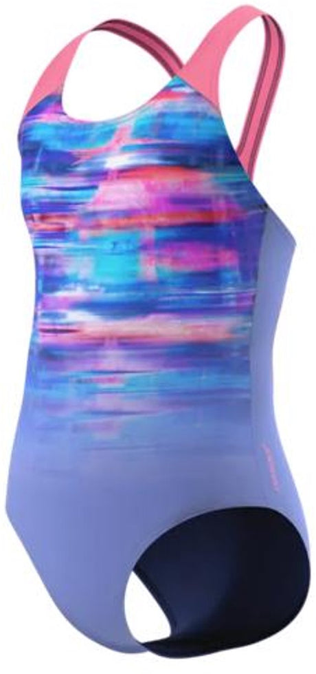 Speedo print splashback 1p meisjes - chloorbestendig badpak meisjes - kleurvast zwempak meisjes met print - sportbadpak meisjes met splashback-bandjes - paars roze - 140