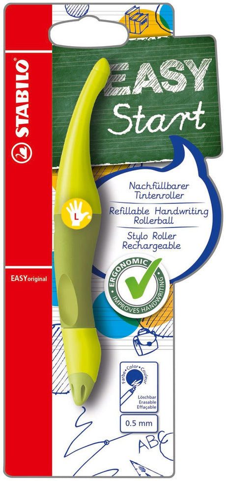 Stabilo easyoriginal - ergonomische rollerball - linkshandig - blauwe inkt - navulbaar - lime groen