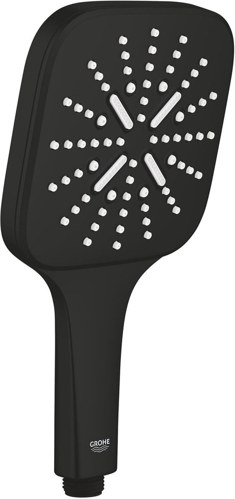 Grohe vitalio smartactive 130 cube handdouche - afgeronde vierkante douchekop van 130 mm - 3 straalsoorten - aquacalibrator - mat zwart - geschikt voor alle standaard doucheslangen