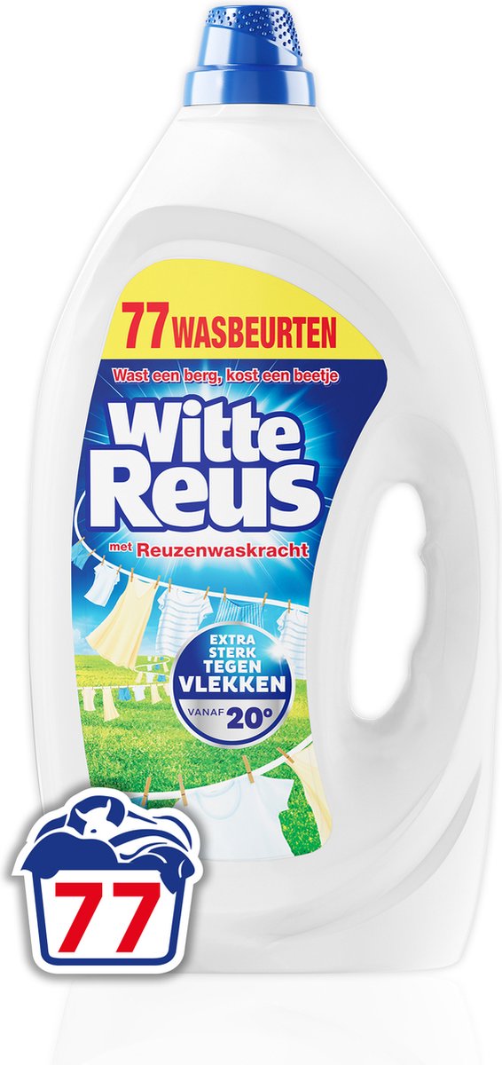 Witte reus gel - vloeibaar wasmiddel - witte was - grootverpakking - 77 wasbeurten