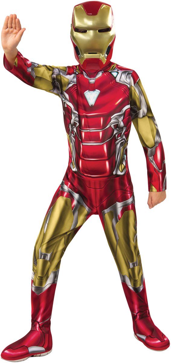Rubies - iron - man - iron - man kind - rood, goud, zilver - maat 128 - carnavalskleding - verkleedkleding 128