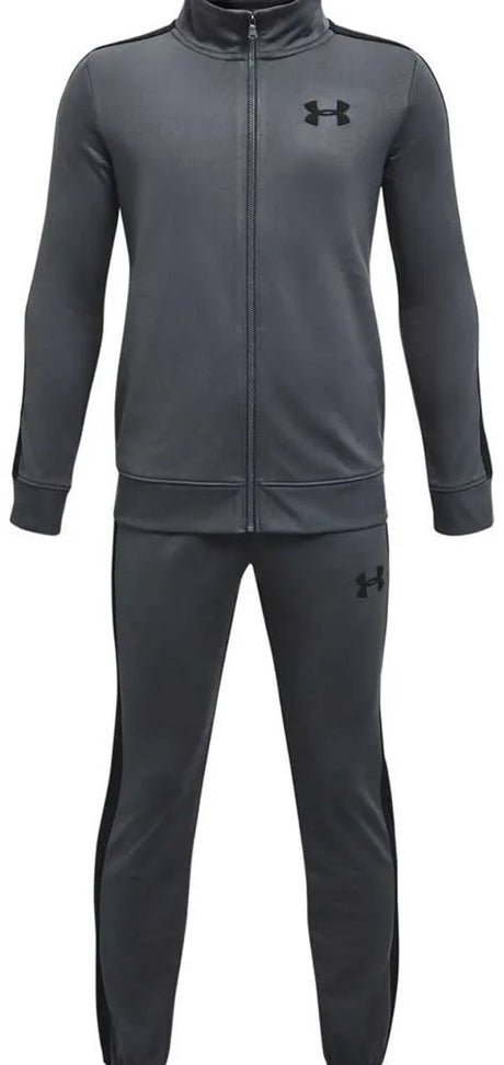 Under armour ua rival knit track suit-gry jongens trainingspak - pitch grijs - zwart 140