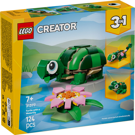 Lego ® creator 3in1 schildpad met waterlelie - speelgoedmodel - bouw om tot kameleon of kikker - 31377