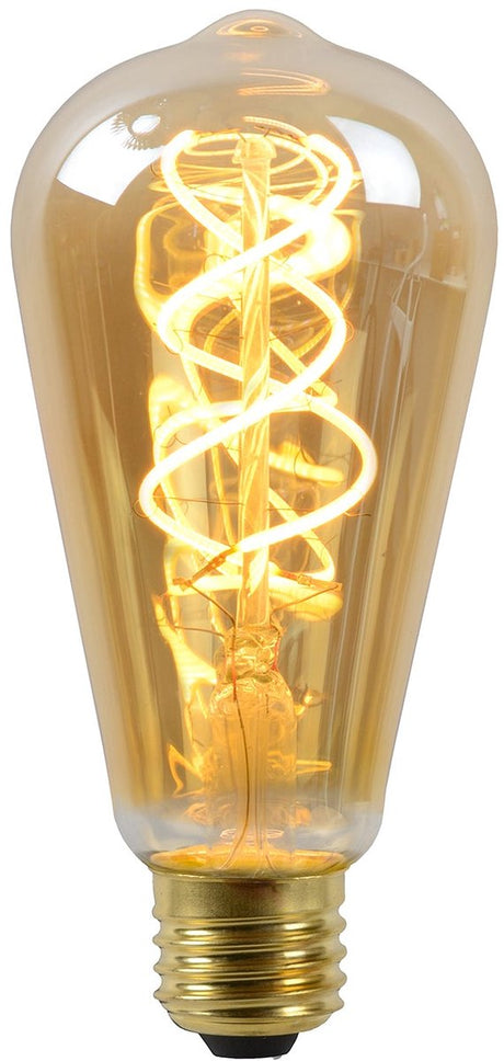 Lucide st64 - filament lamp - ø 6,4 cm - led dimbaar - e27 - 1x4,9w 2200k - amber