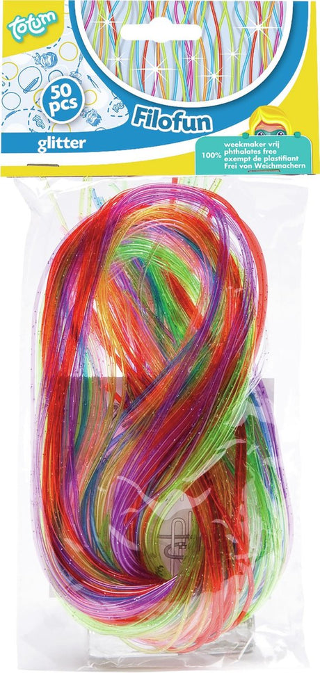 Totum filofun glitterknutseldraden - 50 stuks - 80 cm - speelgoed kinderen - knutselen - voor meisjes - ook voor kleuters - vanaf 3 jaar
