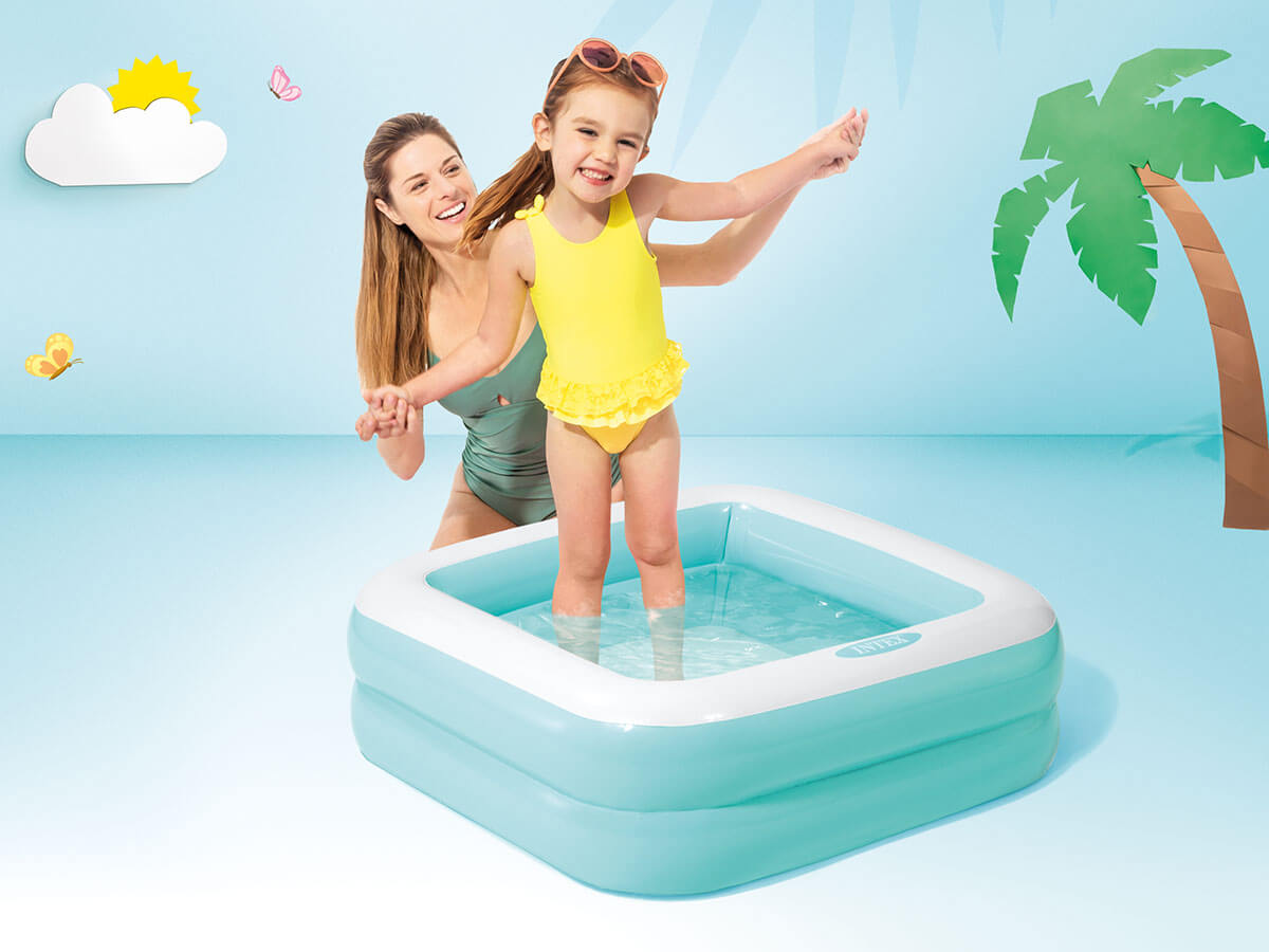 Intex square baby swimming pool blue