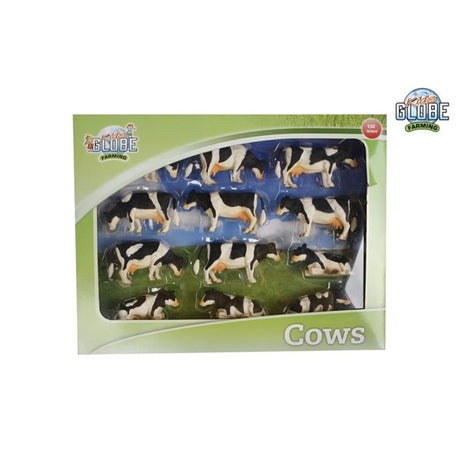 Kids globe koeien zwart wit liggend en staand 12stuks 1:32