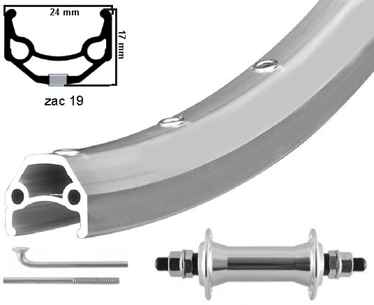 Ruota anteriore kgs 28 pollici (622) Asse fisso Zac 19 Silver