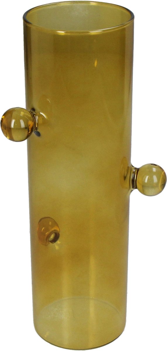 Hd collection vaas glas geel 8,8x8,8x22cm