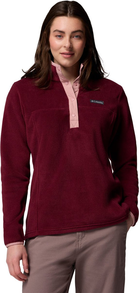 Columbia benton springs™ 1 2 snap pull over ii dames outdoortrui - rich wine, eraser pink m