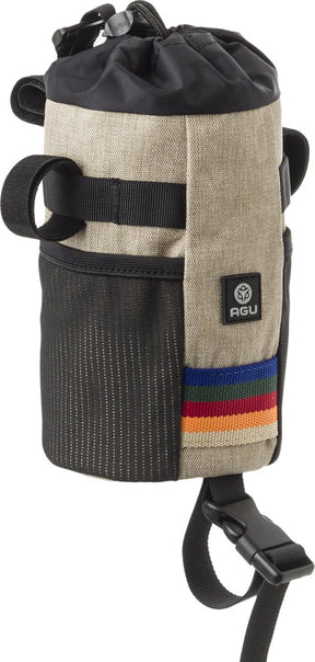 Agu venture vintage - stuurtas - 1l - fiets snacks en drinken - beige - gerecycled polyester - 3m reflectie - twee mesh zijvakken - eenvoudige montage