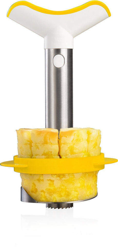 Vacuvin vacu vin ananassnijder deluxe – ananas schiller, ontkerner en snijder – rvs – inclusief partjessnijder