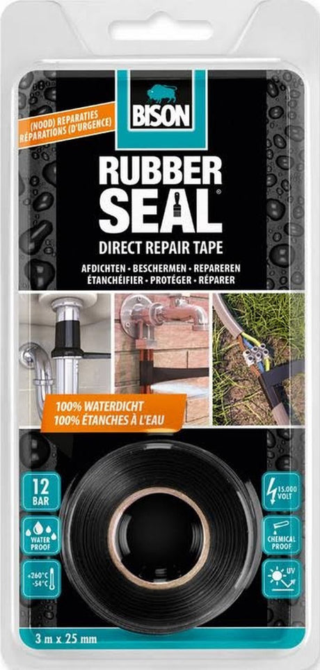 Bison rubber seal direct repair tape - 3 meter x 2,5 cm