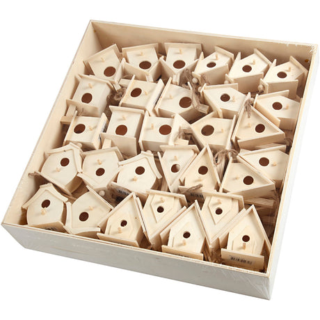 Creativ company vogelhuis, h: 7 cm, populier, 60 assorti
