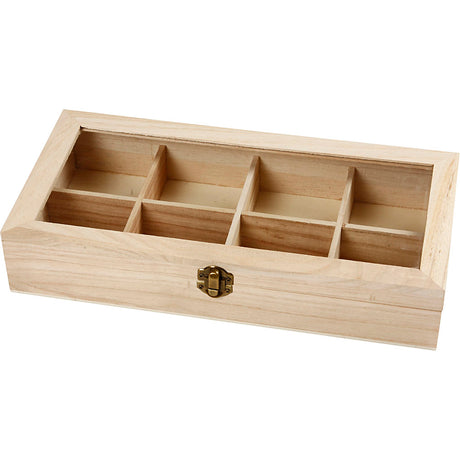 Creativ company houten doos met glazen deksel 32x16x6 cm