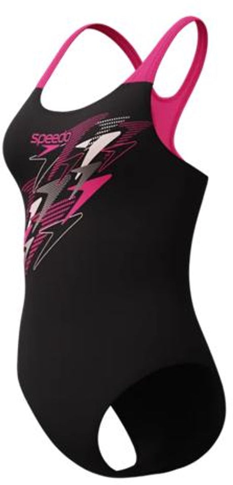 Speedo medley logo medalist 1 piece dames sportbadpak - kleurvast badpak dames - chloorbestendig zwempak dames - sportbadpak dames met medalist-rug - zwart roze - 42