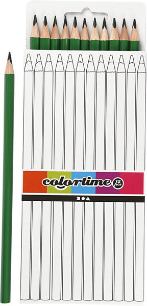 Colortime kleurpotloden 3 mm vulling 17 cm donkergroen 12 stuks