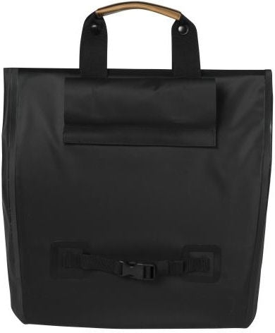 Basil Urban Dry Shopper Afficier imperméable Bicyclette, Détails en cuir végétalien, fermeture réglable, réflexion, noir mat