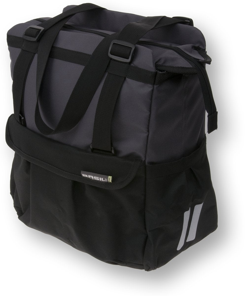 Basil Shopper XL Sporty og trendy cykelpose til dagligvarer og strand, sort antracit, 20L